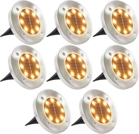 vidaXL Σποτ Ηλιακά Χωνευτά - Καρφωτά LED 8 τεμ. Θερμό Λευκό