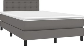vidaXL Κρεβάτι Boxspring με Στρώμα Γκρι 120x190εκ. από Συνθετικό Δέρμα