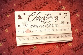 Σετ των 2 Intra απο ξύλο plywood 3mm-4mm πάχος Χριστουγεννιάτικη αντίστροφη μέτρηση με λέιζερ | CNC Δίασταση 15x15 cm INTRAFABR-80857220