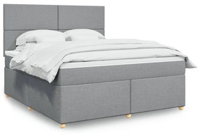 vidaXL Κρεβάτι Boxspring με Στρώμα Ανοιχτό Γκρι 180x200 εκ. Υφασμάτινο