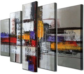 Πίνακας Καμβάς (Σετ 5Τμχ) 265VGA1176 20x70/20x60/20x50cm Multi Wallity Κάθετοι Ξύλο, Καμβάς