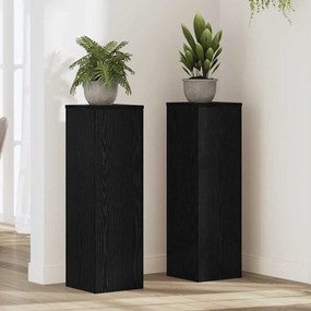 vidaXL Βάση φυτών 2 pcs Μαύρη δρυς 25 x 25 x 80 cm Επεξεργασμένο ξύλο