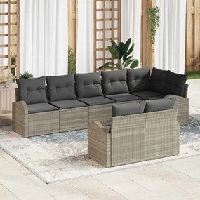 vidaXL Σετ Καναπέ Κήπου με μαξιλάρι 8 pcs Ανοιχτό γκρι Πολυ ράταν