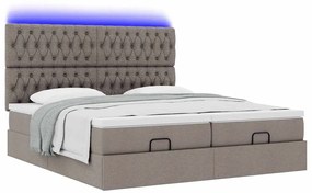 vidaXL Οθωμανικό κρεβάτι με στρώματα & LEDs Taupe 200x200cm ύφασμα