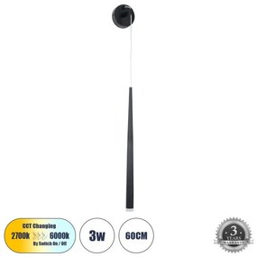 Απλίκα Φωτιστικό Τοίχου LED CCT 3W 330lm TEARS Globostar-61315-Μαύρο 61315