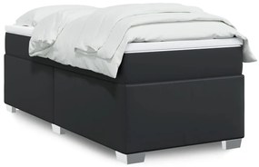 vidaXL Κρεβάτι Boxspring με Στρώμα Μαύρο 80 x 200 εκ. Συνθετικό Δέρμα