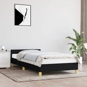 Πλαίσιο Κρεβατιού με Κεφαλάρι Μαύρο 90x200 εκ. Υφασμάτινο
