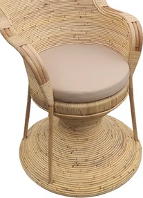 Πολυθρόνα Rea Inart με μπεζ μαξιλάρι-φυσικό rattan 92x75x140εκ