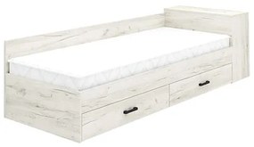 Κρεβάτι μονό με συρτάρια/μπαούλο + στρώμα, Zarden, Pacific white craft , 82x190cm  – GRA003