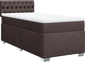 vidaXL Κρεβάτι Boxspring με Στρώμα Σκούρο Καφέ 90x190 εκ. Υφασμάτινο