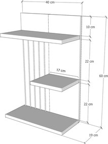 Ράφι Τοίχου Ανθρακί FIFREME 40x19x60