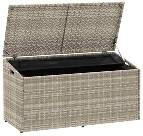 vidaXL κουτί αποθήκευσης κήπου ανοιχτό γκρι 110x50x58 cm Poly Rattan