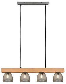Φωτιστικό Οροφής - Ράγα Cestino R30704067 4xE14 28W 75x150cm Natural-Nickel RL Lighting Metal,Wood