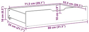 Συρτάρια Κρεβατιού 2 τεμ 80x55x16εκ Καφέ Κεριού Μασίφ Πεύκο - Καφέ