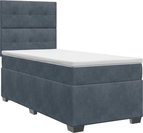 vidaXL Κρεβάτι box spring με στρώμα Σκούρο Γκρι 80 x 200 cm Βελούδο