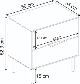 Κομοδίνο Marquise Megapap χρώμα sandstone 50x35x52,3εκ.