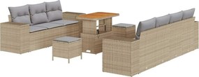 vidaXL Σετ Καναπέ Κήπου 10 pcs Μπεζ συνθετικό ρατάν