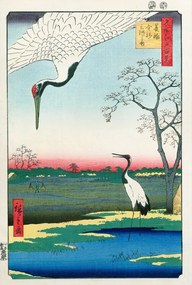 Αναπαραγωγή Minowa Kanasugi Mikawashima (Japanese Cranes), Utagawa Hiroshige