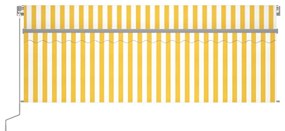 Τέντα Συρόμενη Χειροκίνητη με Σκίαστρο Κίτρινο/Λευκό 4,5 x 3 μ. - Κίτρινο