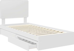 vidaXL Κρεβάτι Αποθήκης Λευκό 90 x 200 cm Επεξεργασμένο ξύλο