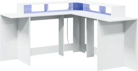 vidaXL Γραφείο με LED Λευκό 152x152x91 εκ. από Επεξεργασμένο Ξύλο