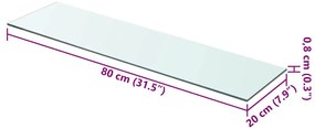 vidaXL Ράφι Πάνελ Διάφανο 80 x 20 εκ. Γυάλινο