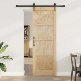 vidaXL Συρόμενη Πόρτα Καφέ 73.5 x 211 εκ Μασίφ ξύλο πεύκου