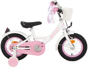 Perfect 12 Inch 21 cm Girls Coaster Brake WhitePinkAMIGO