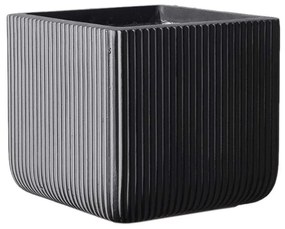 Κασπώ Πήλινο Τετράγωνο Stripe M B-9940-8 31x31x28cm Grey Supergreens Clay