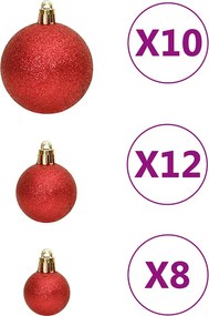 vidaXL Σετ Μπάλες Χριστουγεννιάτικες 111τεμ. Κόκκινες από Πολυστυρένιο