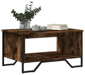 vidaXL Τραπεζάκι Σαλονιού Καπνιστή Δρυς 75x51x40 εκ. Επεξεργ. Ξύλο