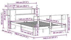 ΚΡΕΒΑΤΙ ΒΙΒΛΙΟΘΗΚΗ ΧΩΡΙΣ ΣΤΡΩΜΑ 140X190 ΕΚ ΜΑΣΙΦ ΞΥΛΟ ΠΕΥΚΟΥ 3321771