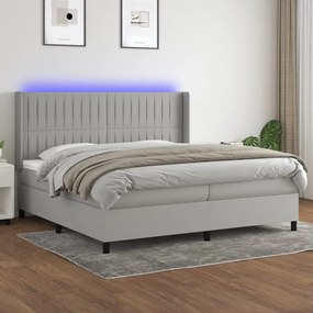 ΚΡΕΒΑΤΙ BOXSPRING ΜΕ ΣΤΡΩΜΑ &amp; LED ΑΝ.ΓΚΡΙ 200X200ΕΚ. ΥΦΑΣΜΑΤΙΝΟ 3138501