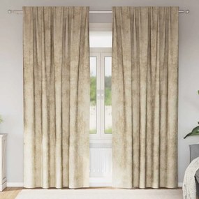 vidaXL Βελούδινες Κουρτίνες 2 pcs Κρεμ 245 x 140 εκ. Βελούδο