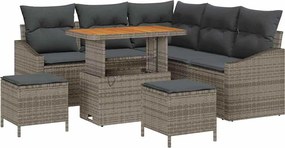 vidaXL Σετ Καναπέ Κήπου με μαξιλάρι 8 pcs Γκρι Πολυ ράταν