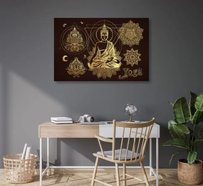 Εικόνα ενός χρυσού Βούδα που διαλογίζεται - 60x40