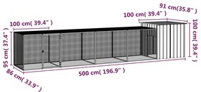 Κοτέτσι - Κλουβί Γκρι 500x91x100 εκ. από Γαλβανισμένο Χάλυβα - Γκρι