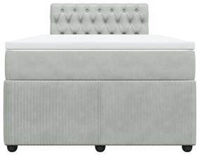 Κρεβάτι Boxspring με Στρώμα Ανοιχτό Γκρι 120x200 εκ. Βελούδινο - Γκρι