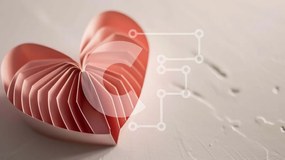 Intra Συλλεκτικό Ξύλινο Παζλ Plywood 4mm - Χαρτί Origami σε σχήμα καρδιάς σε λευκή επιφάνεια Σε Ξύλινο Κουτί - Διαστάσεις Puzzle: 10x10 cm – 25 κομμάτια