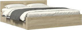 vidaXL Πλαίσιο Κρεβατιού με Κεφαλάρι Sonoma Δρυς 200x200εκ. Επεξ. Ξύλο