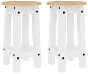 vidaXL Σκαμπό Μπαρ 2 τεμ. Λευκό από Μασίφ Ξύλο Πεύκου