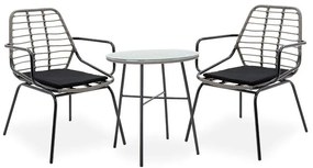Σετ κήπου Τραπεζαρίας Gaus-Naoki C374 σετ 3τεμ μέταλλο μαύρο pe γκρι