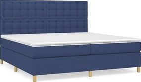 vidaXL Κρεβάτι Boxspring με Στρώμα Μπλε 200x200 εκ. Υφασμάτινο