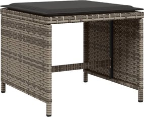 vidaXL Σετ Τραπεζαρίας Κήπου 9 τεμ. Γκρι Συνθ. Ρατάν με Μαξιλάρια