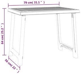 vidaXL Τραπέζι Κάμπινγκ Όψη Ξύλου Λευκό 79x56x64 εκ. Πολυπροπυλένιο