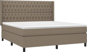 vidaXL Κρεβάτι Boxspring με Στρώμα Taupe 180x200 εκ. Υφασμάτινο