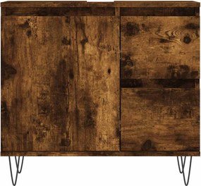 vidaXL Ντουλάπι Μπάνιου Καπνιστή Δρυς 65x33x60 εκ. Επεξεργασμένο Ξύλο