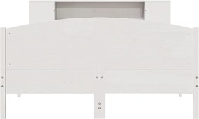 vidaXL Κρεβάτι Βιβλιοθήκη Χωρίς Στρώμα Λευκό 135x190 εκ Μασίφ Πεύκο