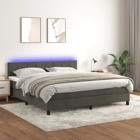 ΚΡΕΒΑΤΙ BOXSPRING ΜΕ ΣΤΡΩΜΑ &amp; LED ΣΚ. ΓΚΡΙ 180X200ΕΚ. ΒΕΛΟΥΔΙΝΟ 3134418