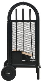 vidaXL Καρότσι Μεταφοράς Καυσόξυλων Μαύρο 30 x 35 x 81 εκ. Ατσάλινο